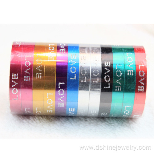 LOVE Words Multi Color Bracelet Wide Aluminium Metal Bangles